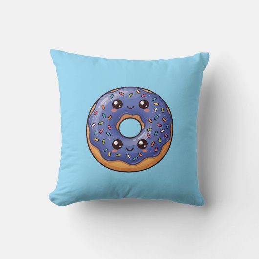 Blueberry Sprinkle Donut Kawaii Cushion Pillow クッション (正面)