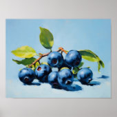 Blueberry Still Life Painting Abstract Fruit Art  ポスター (正面)