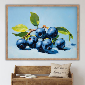 Blueberry Still Life Painting Abstract Fruit Art  ポスター