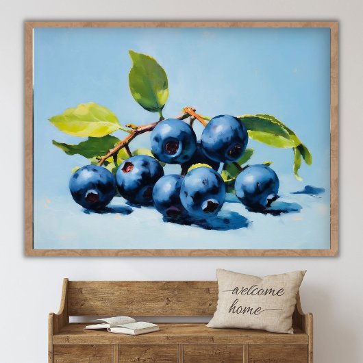 Blueberry Still Life Painting Abstract Fruit Art  ポスター