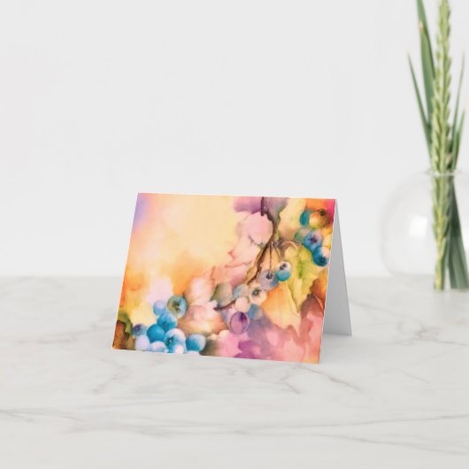 Blueberry Sunshine — Botanical Watercolour Cards ノートカード (正面)