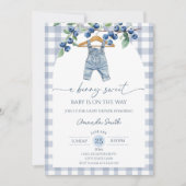  Blueberry sweet baby boy baby shower 招待状 (正面)