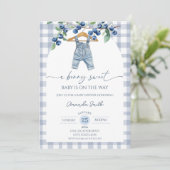  Blueberry sweet baby boy baby shower 招待状 (スタンド正面)