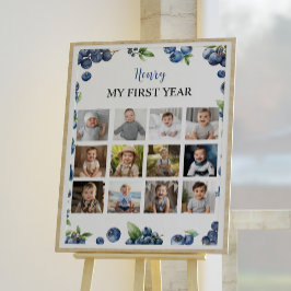 Blueberry Sweet First Year Photo Milestone Sign ポスター