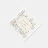 Blueberry Teddy Bear Toile Baby Shower スタンダードカクテルナプキン (角)
