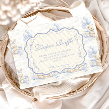 Blueberry Teddy Bear Toile Diapper Raffle