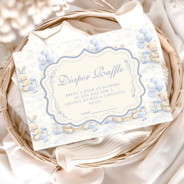 Blueberry Teddy Bear Toile Diapper Raffle エンクロージャーカード