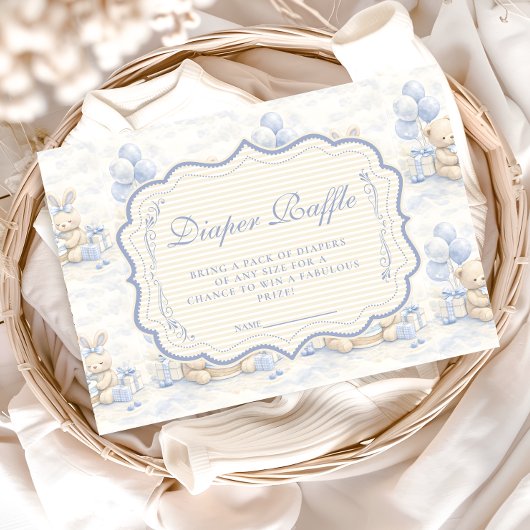 Blueberry Teddy Bear Toile Diapper Raffle エンクロージャーカード