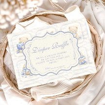 Blueberry Teddy Garden Toile Diapper Raffle