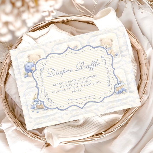 Blueberry Teddy Garden Toile Diapper Raffle エンクロージャーカード