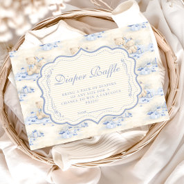 Blueberry Teddy Gift Toile Diapper Raffle エンクロージャーカード