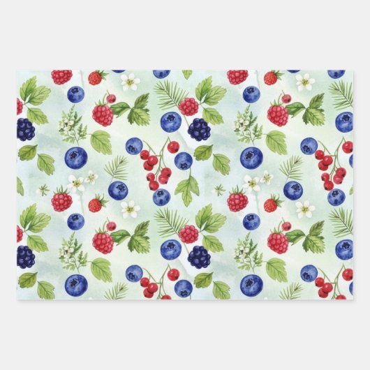 Blueberry Theme Assorted WrappingPaper Flat Sheets ラッピングペーパーシート (正面3)