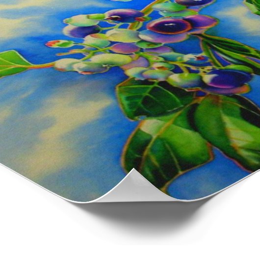 Blueberry watercolor painting ポスター (角)