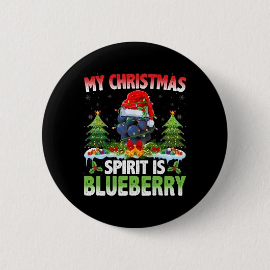Blueberry Wearing Santa Hat – クリスマススピリット 缶バッジ (正面)