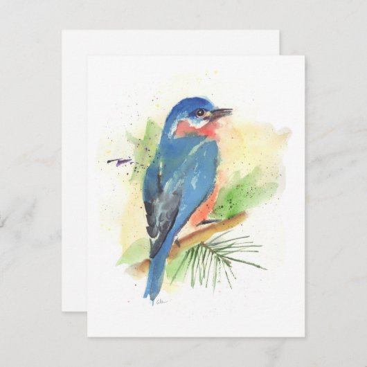 Bluebirdすべての行事ノートカード サンキューカード (正面/裏面)