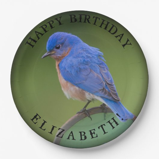 Bluebird紙プレート(名前と誕生日) ペーパープレート (正面)