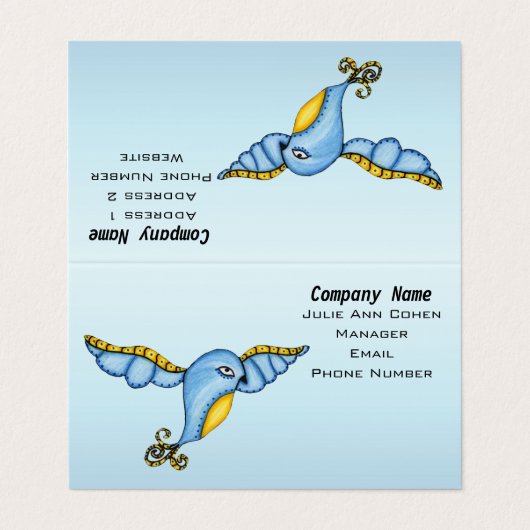 Bluebird黄お洒落色のアクセント（フライトブルー） 名刺 (外部フラット)