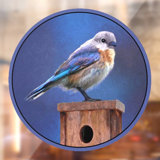 Bluebird (メス) 絵画 - Bird Artオリジナル ウィンドウサイン (シート2)