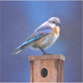 Bluebird （メス） 絵画 - Bird Artオリジナル シール (正面)