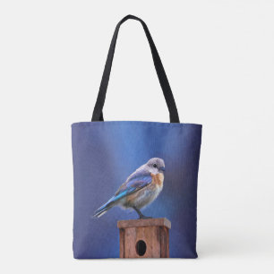 Bluebird (メス) 絵画 - Bird Artオリジナル トートバッグ
