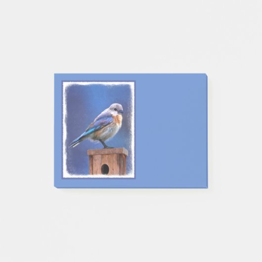Bluebird （メス） 絵画 - Bird Artオリジナル ポストイット (正面)