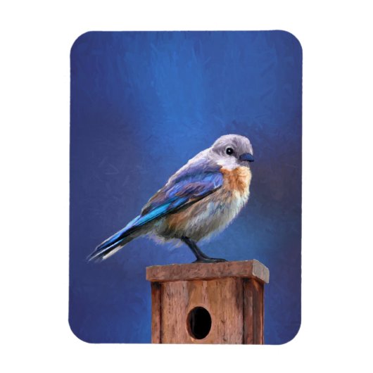 Bluebird (メス) 絵画 - Bird Artオリジナル マグネット (縦)