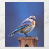 Bluebird （メス） 絵画 - Bird Artオリジナル ワインラベル (シングルラベル)