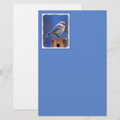 Bluebird (メス) 絵画 - Bird Artオリジナル 便箋 (正面/裏面)