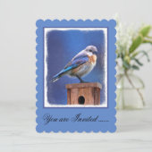 Bluebird （メス） 絵画 - Bird Artオリジナル 招待状 (スタンド正面)