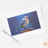 Bluebird （メス） 絵画 - Bird Artオリジナル 長方形シール (封筒)