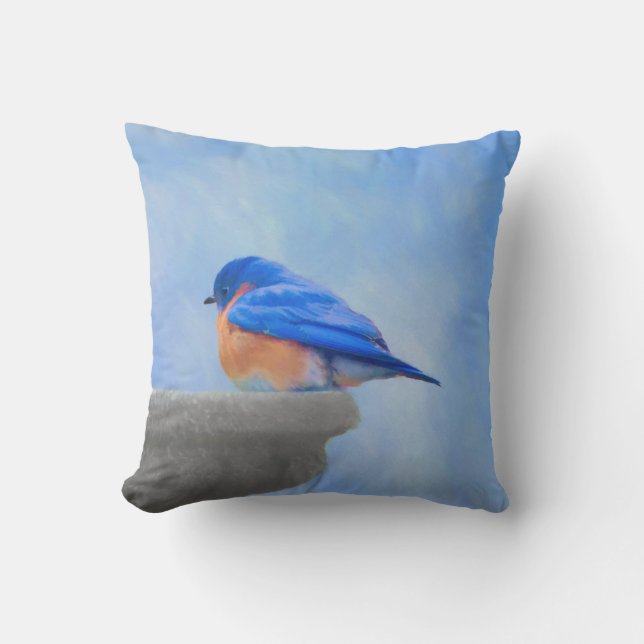 Bluebird 絵画's - Bird Artオリジナル アウトドアクッション (正面)