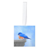 Bluebird 絵画's - Bird Artオリジナル キューブオーナメント (正面)