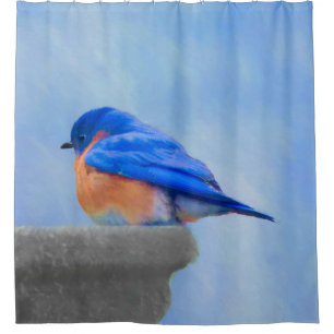Bluebird 絵画's - Bird Artオリジナル シャワーカーテン