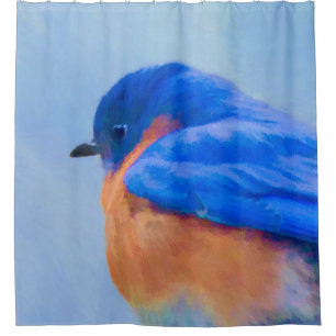 Bluebird 絵画's - Bird Artオリジナル シャワーカーテン