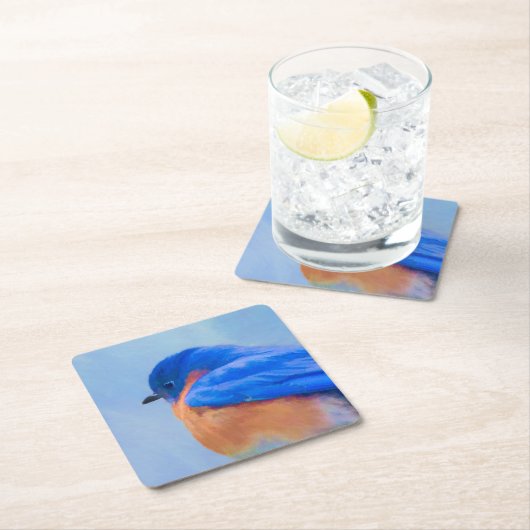 Bluebird 絵画's - Bird Artオリジナル スクエアペーパーコースター (インサイチュ)