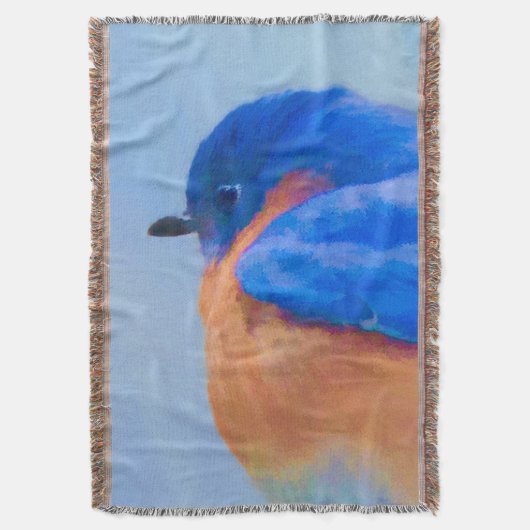 Bluebird 絵画's - Bird Artオリジナル スローブランケット (正面縦)