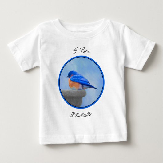Bluebird 絵画's - Bird Artオリジナル ベビーTシャツ (正面)