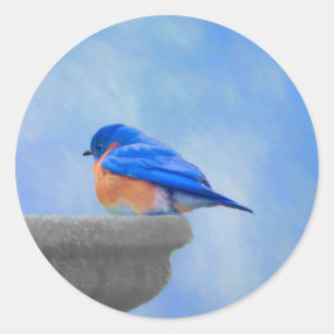 Bluebird 絵画's - Bird Artオリジナル ラウンドシール