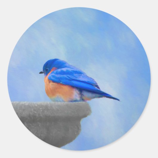 Bluebird 絵画's - Bird Artオリジナル ラウンドシール (正面)