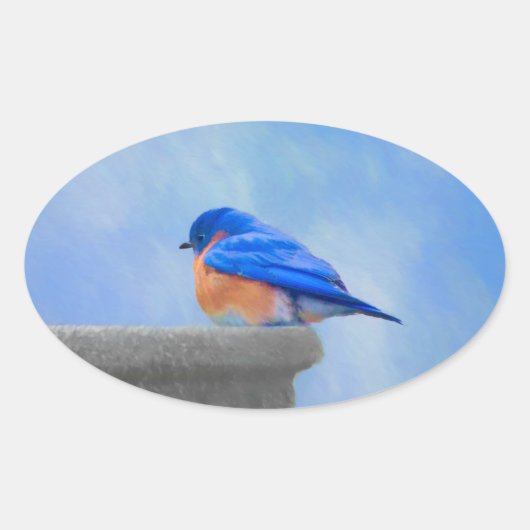 Bluebird 絵画's - Bird Artオリジナル 楕円形シール (正面)