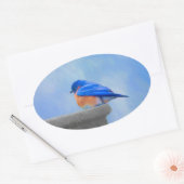 Bluebird 絵画's - Bird Artオリジナル 楕円形シール (封筒)