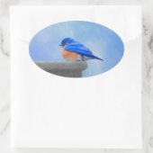 Bluebird 絵画's - Bird Artオリジナル 楕円形シール (バッグ)