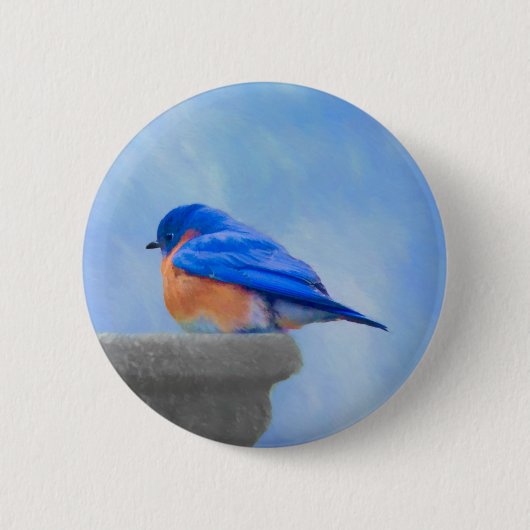 Bluebird 絵画's - Bird Artオリジナル 缶バッジ (正面)