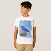 Bluebird 絵画's - Bird Artオリジナル Tシャツ (正面フル)