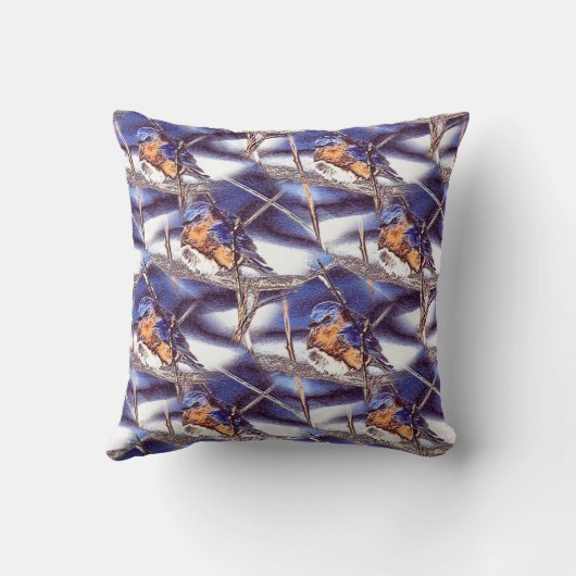 Bluebird Animal Nature Art Pattern クッション (裏面)