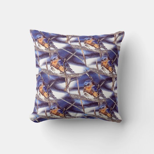 Bluebird Animal Nature Art Pattern クッション (正面)