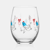 Bluebird at Christmas ステムなしワイングラス (裏面)