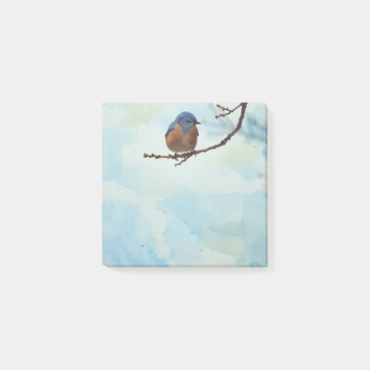 Bluebird Bird Art Nature Post It Note Pad ポストイット (正面)