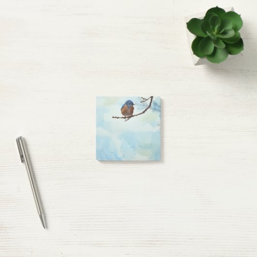 Bluebird Bird Art Nature Post It Note Pad ポストイット (オフィス)
