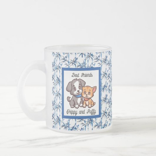 Bluebird Bliss Mug：マグを作成ユニークする フロストグラスマグカップ (左)
